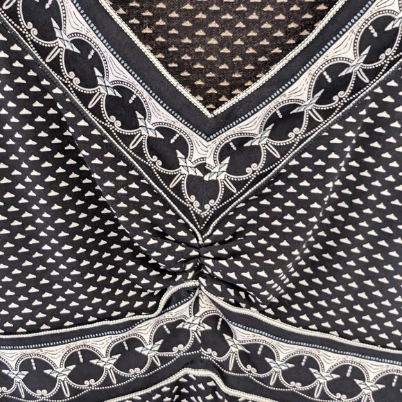 Vintage Max Studio Made in USA Skater Mini Dress 90s Ruched V Neck Size S - Picture 5 of 7